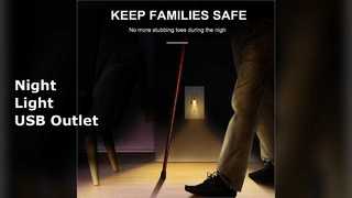 USB Outlet Night Light Tamper Resistant 5V 4.8A